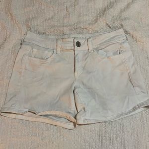 White denim midi shorts